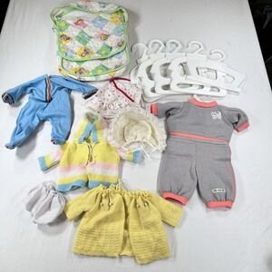 Vtg Cabbage Patch Doll Clothes Lot Sweat Pants Jackets Hats Diaper Bag Hangers
